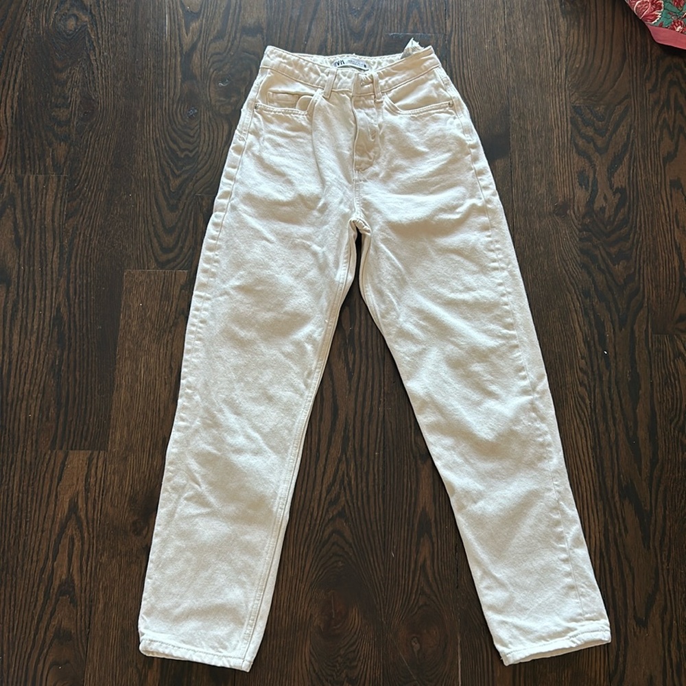Zara white denim jeans